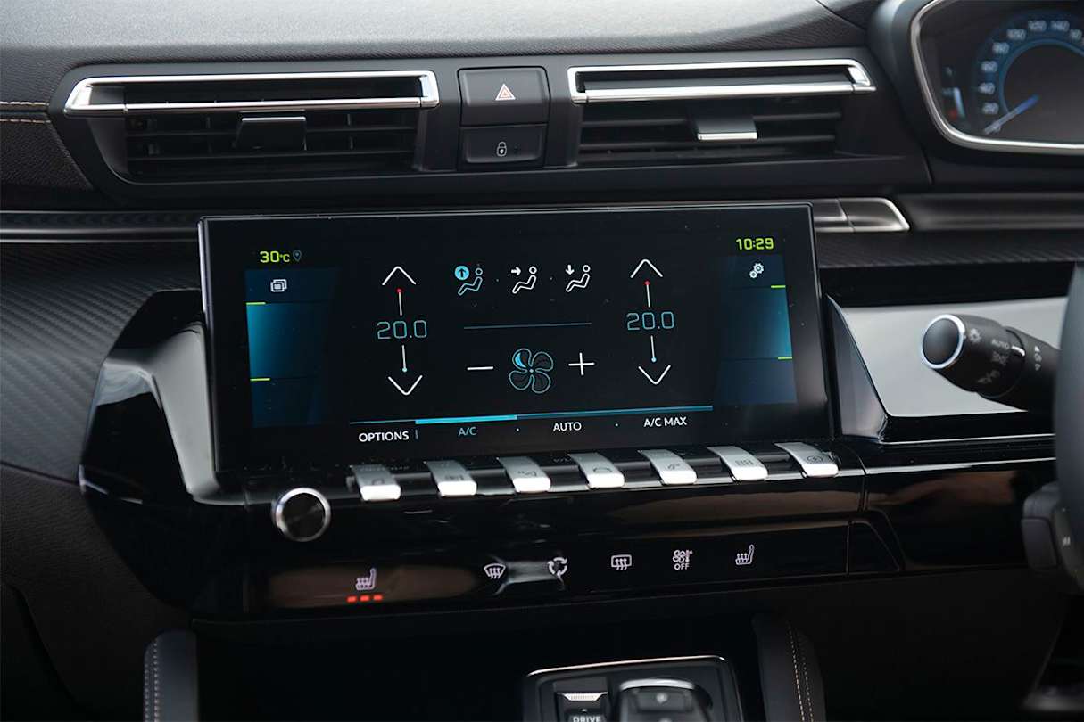 It looks high quality and so do the silvery buttons that run under it to access climate control, navigation, media and phone connection.